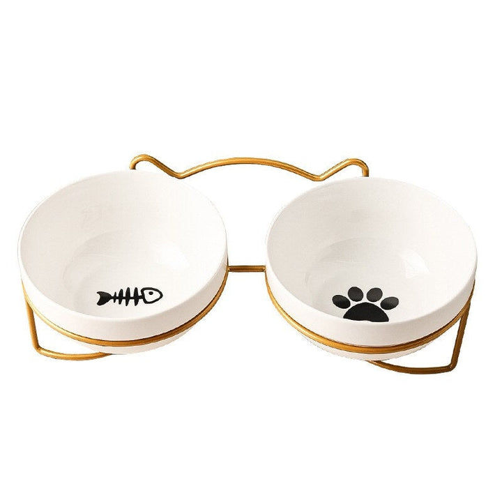 Lisslune | Low-threshold ceramic cat food bowl with stand