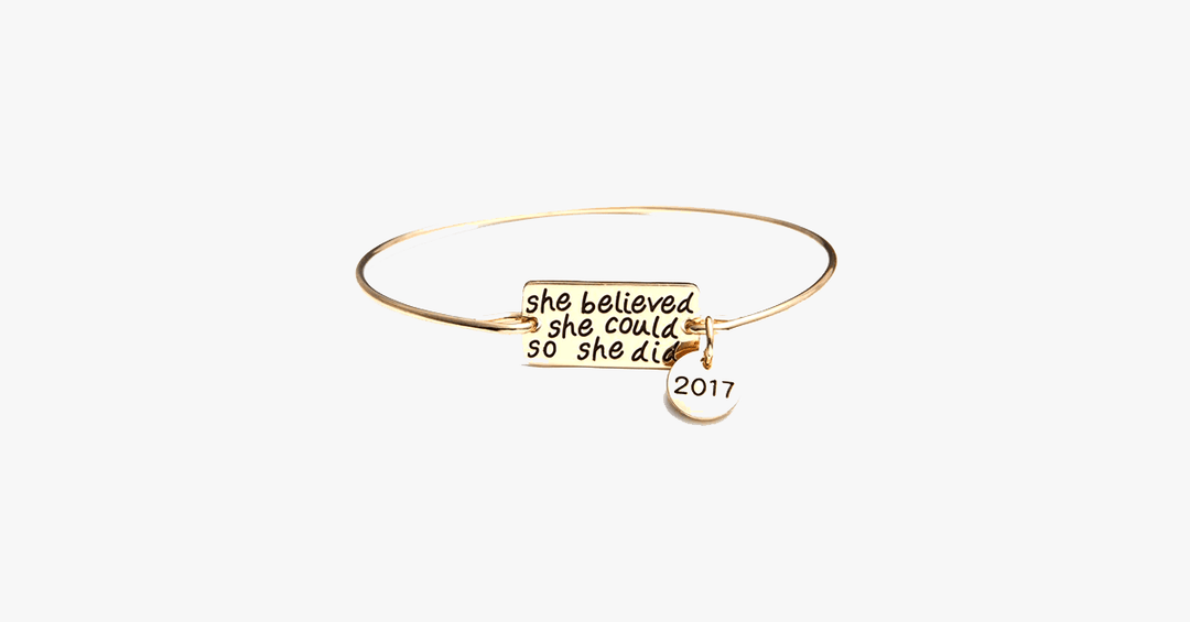 Lisslune | She believed she could, so she did bracelet with 2017 charm