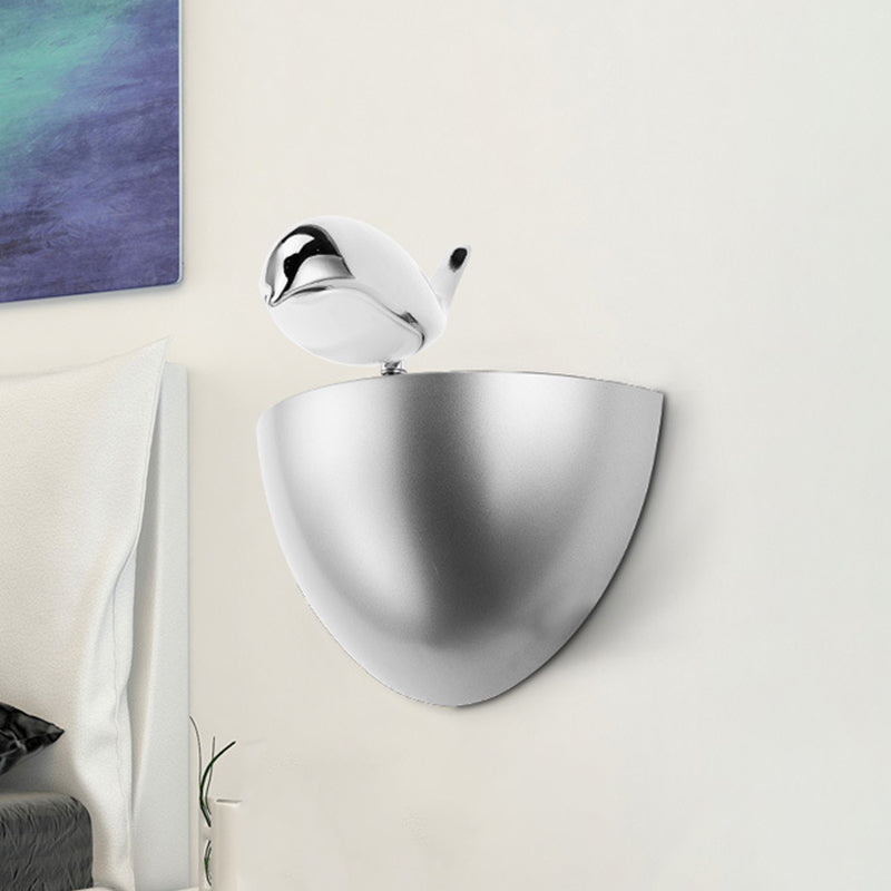 Skørter | Silver/Gold Birdie Wall Lamp Children Aluminum LED Wall Lamp Light Fixture with Quarter Sphere Stand