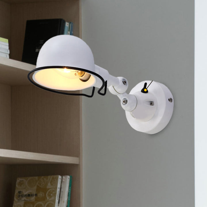 Lisslune | Metallic Dome Shade Wall Lighting Vintage Style 1 Light Bedroom Rotatable Wall Lamp with Ring in White/Red