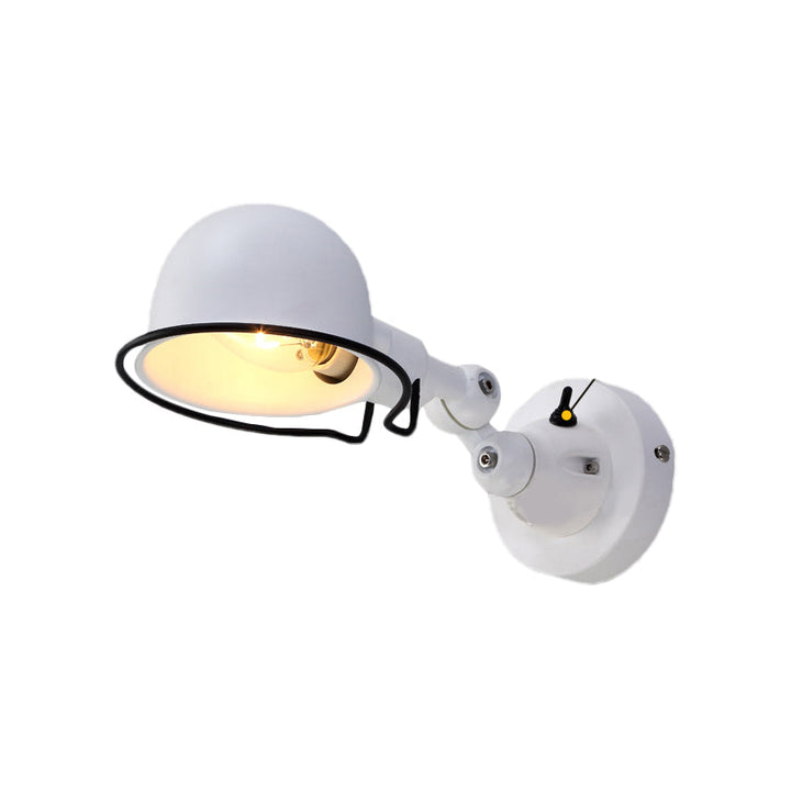 Lisslune | Metallic Dome Shade Wall Lighting Vintage Style 1 Light Bedroom Rotatable Wall Lamp with Ring in White/Red