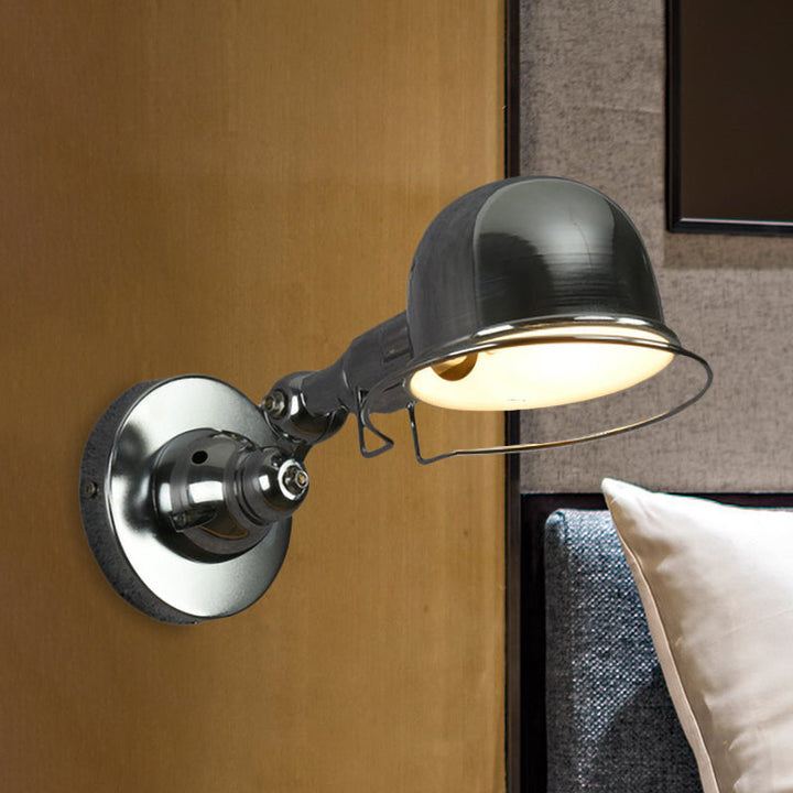 Lisslune | Metallic Dome Shade Wall Lighting Vintage Style 1 Light Bedroom Rotatable Wall Lamp with Ring in White/Red