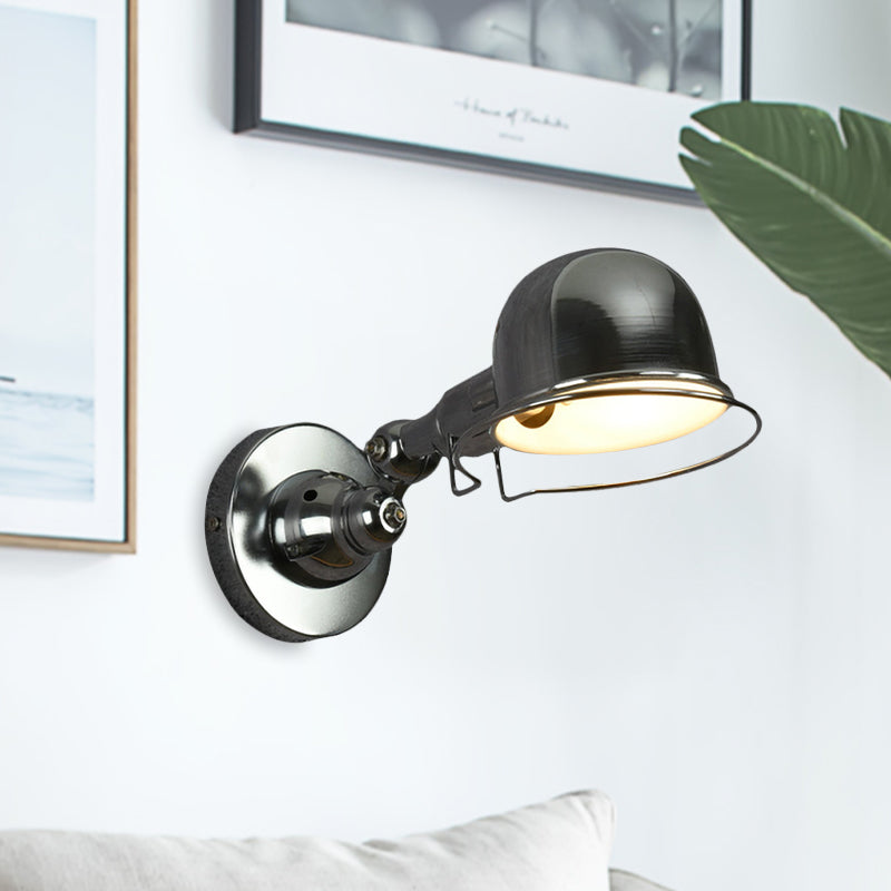 Lisslune | Metallic Dome Shade Wall Lighting Vintage Style 1 Light Bedroom Rotatable Wall Lamp with Ring in White/Red