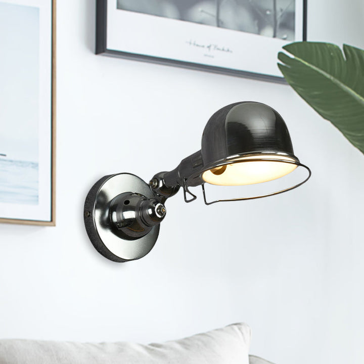 Lisslune | Metallic Dome Shade Wall Lighting Vintage Style 1 Light Bedroom Rotatable Wall Lamp with Ring in White/Red
