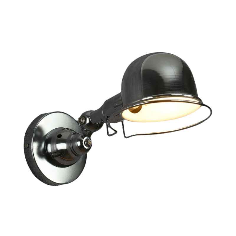Lisslune | Metallic Dome Shade Wall Lighting Vintage Style 1 Light Bedroom Rotatable Wall Lamp with Ring in White/Red
