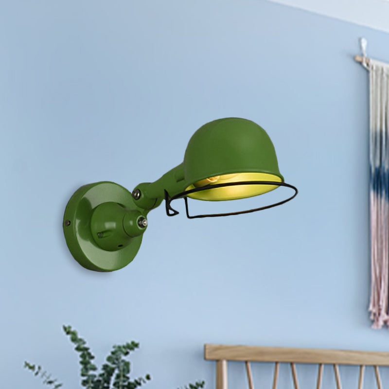 Lisslune | Metallic Dome Shade Wall Lighting Vintage Style 1 Light Bedroom Rotatable Wall Lamp with Ring in White/Red