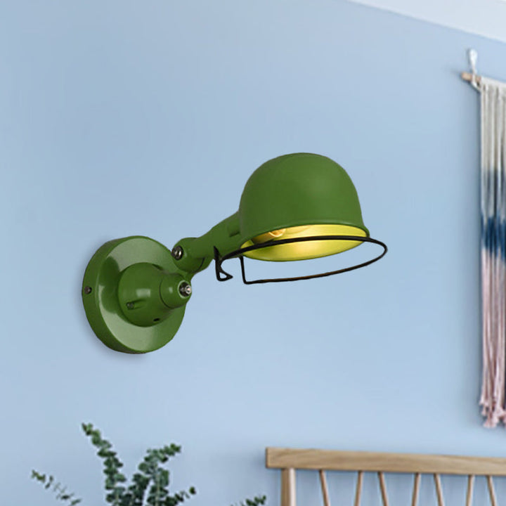 Lisslune | Metallic Dome Shade Wall Lighting Vintage Style 1 Light Bedroom Rotatable Wall Lamp with Ring in White/Red