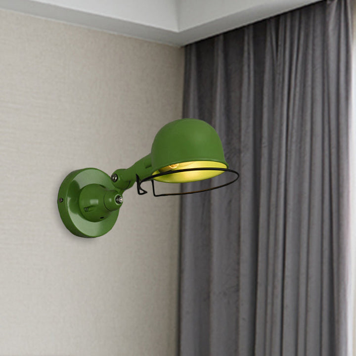 Lisslune | Metallic Dome Shade Wall Lighting Vintage Style 1 Light Bedroom Rotatable Wall Lamp with Ring in White/Red