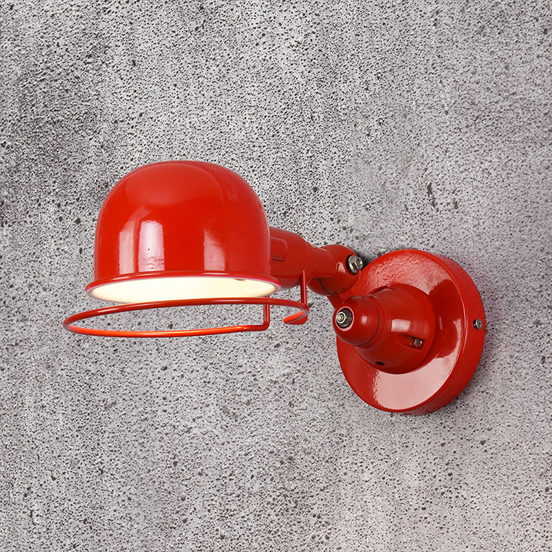 Lisslune | Metallic Dome Shade Wall Lighting Vintage Style 1 Light Bedroom Rotatable Wall Lamp with Ring in White/Red