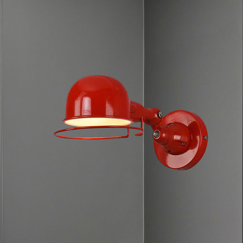 Lisslune | Metallic Dome Shade Wall Lighting Vintage Style 1 Light Bedroom Rotatable Wall Lamp with Ring in White/Red