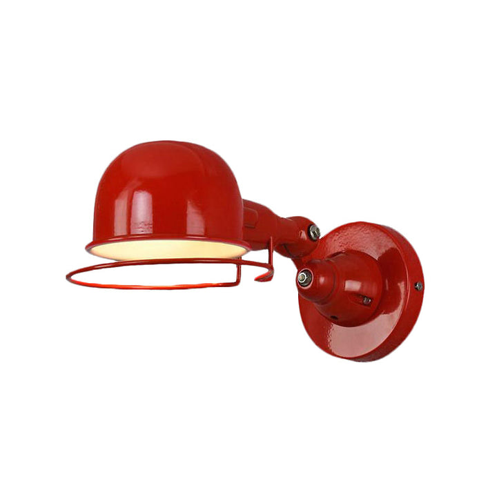 Lisslune | Metallic Dome Shade Wall Lighting Vintage Style 1 Light Bedroom Rotatable Wall Lamp with Ring in White/Red