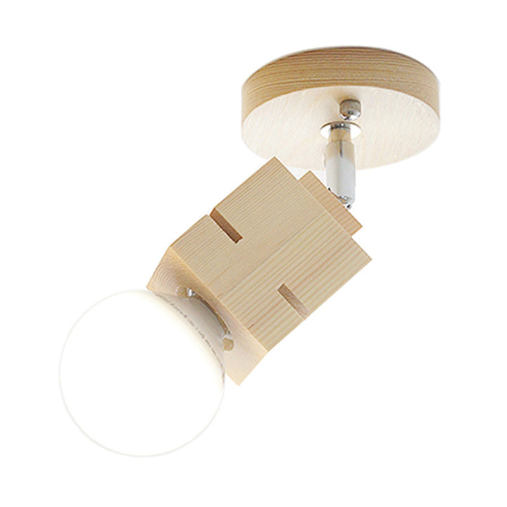 Lisslune | Bare Bulb Wall Lamp Sconces Modernist Wood 1 Head Bedroom Rotatable Wall Mounted Light
