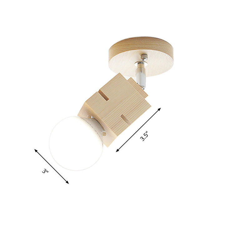 Lisslune | Bare Bulb Wall Lamp Sconces Modernist Wood 1 Head Bedroom Rotatable Wall Mounted Light