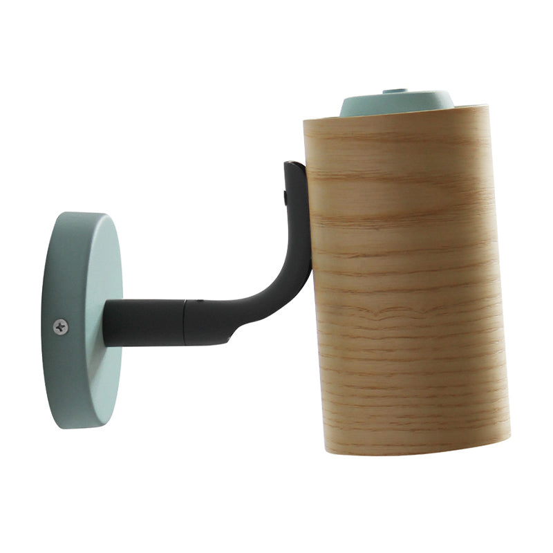 Lisslune | Tube Bathroom Wall Light Wood 1 Head Macaron Wall Mounted Lamp in Yellow/Green/Blue