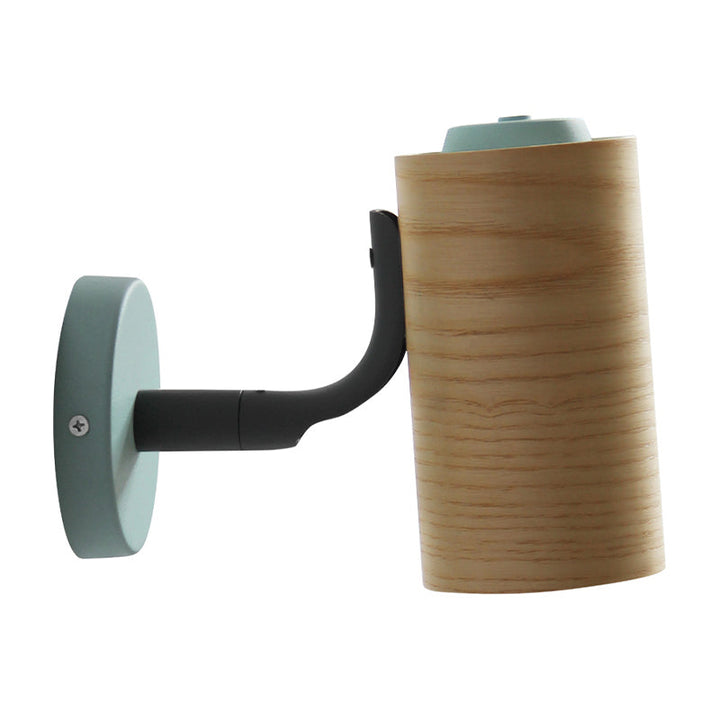 Lisslune | Tube Bathroom Wall Light Wood 1 Head Macaron Wall Mounted Lamp in Yellow/Green/Blue