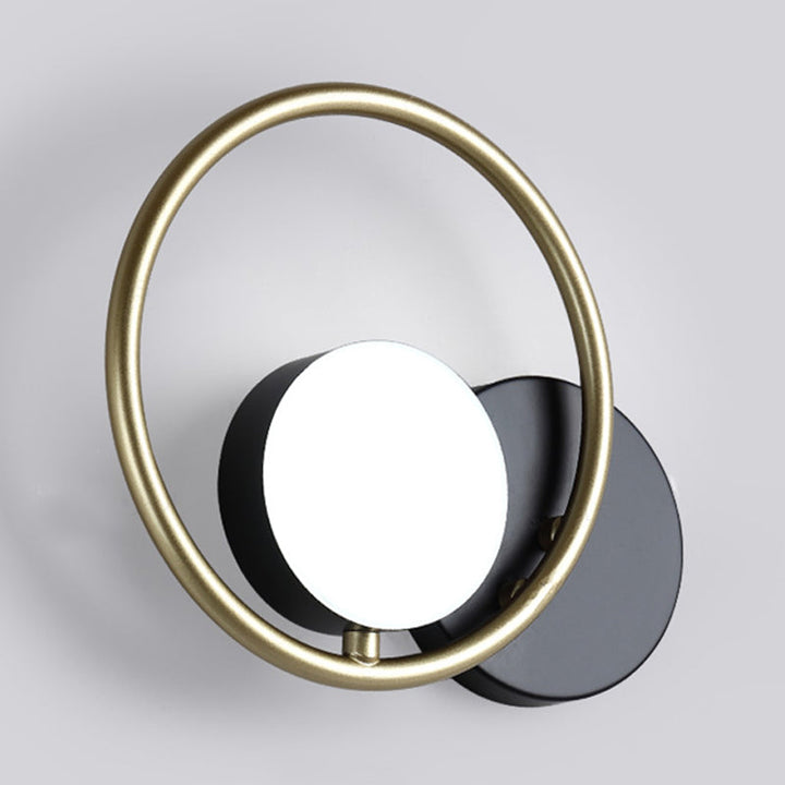 Lisslune | Gold and Black Ring Wall Mounted Light Postmodern 1-Light Metallic Wall Lamp Light