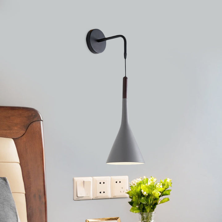 Skørter | Funnel Bestekl سورة Lighting Metal 1-Light Modernist Wall-Mount Pendant Lamp in Black/Gray