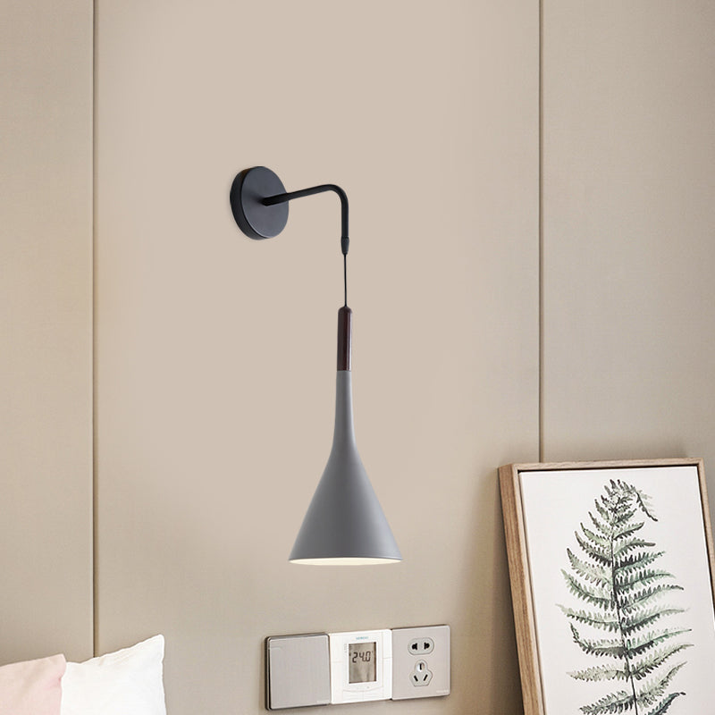 Skørter | Funnel Bestekl سورة Lighting Metal 1-Light Modernist Wall-Mount Pendant Lamp in Black/Gray