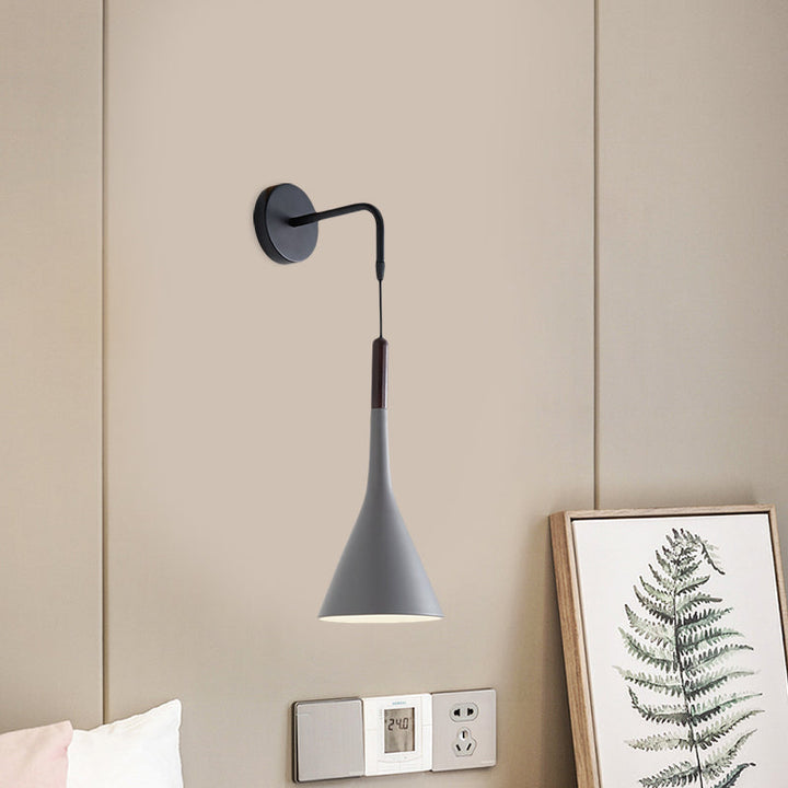 Skørter | Funnel Bestekl سورة Lighting Metal 1-Light Modernist Wall-Mount Pendant Lamp in Black/Gray