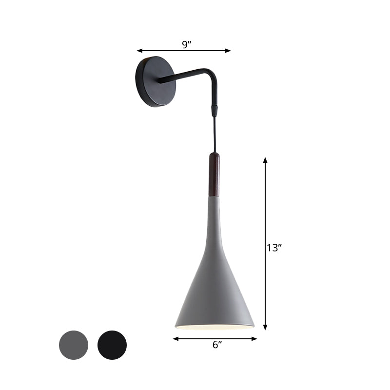 Skørter | Funnel Bestekl سورة Lighting Metal 1-Light Modernist Wall-Mount Pendant Lamp in Black/Gray