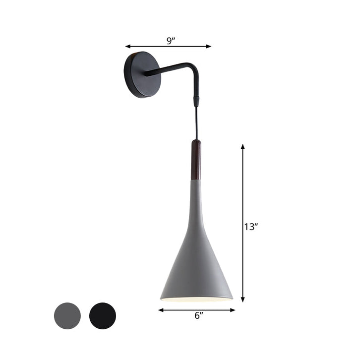 Skørter | Funnel Bestekl سورة Lighting Metal 1-Light Modernist Wall-Mount Pendant Lamp in Black/Gray