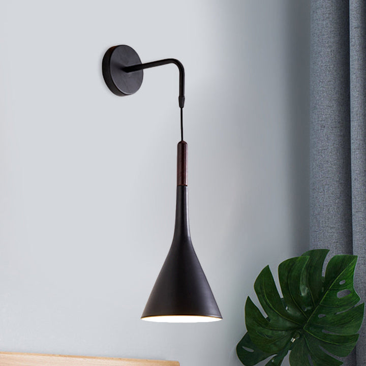 Skørter | Funnel Bestekl سورة Lighting Metal 1-Light Modernist Wall-Mount Pendant Lamp in Black/Gray