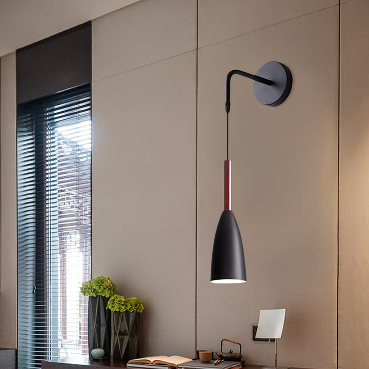Lisslune | Bullet Shape Wall Mounted Pendant Lamp Modern Iron 1 Light Sconce Fixture in Black/White/Grey for Bedside