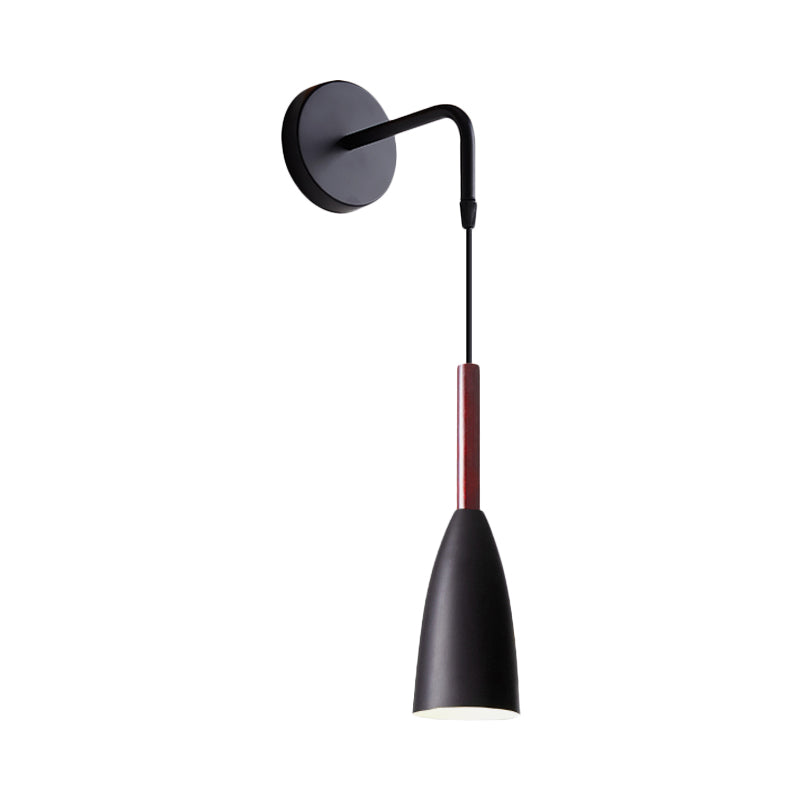Lisslune | Bullet Shape Wall Mounted Pendant Lamp Modern Iron 1 Light Sconce Fixture in Black/White/Grey for Bedside