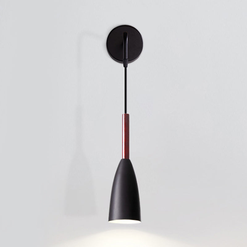 Lisslune | Bullet Shape Wall Mounted Pendant Lamp Modern Iron 1 Light Sconce Fixture in Black/White/Grey for Bedside