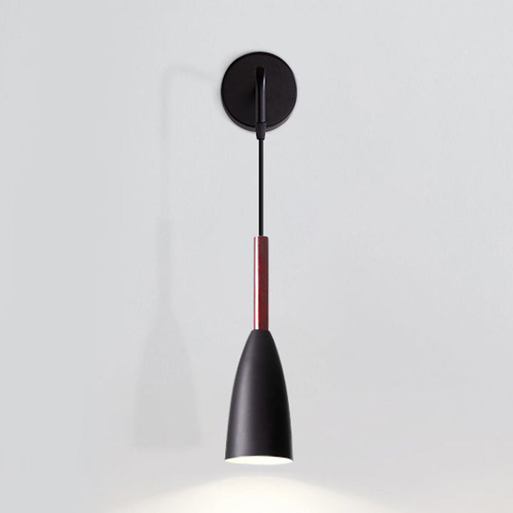 Lisslune | Bullet Shape Wall Mounted Pendant Lamp Modern Iron 1 Light Sconce Fixture in Black/White/Grey for Bedside