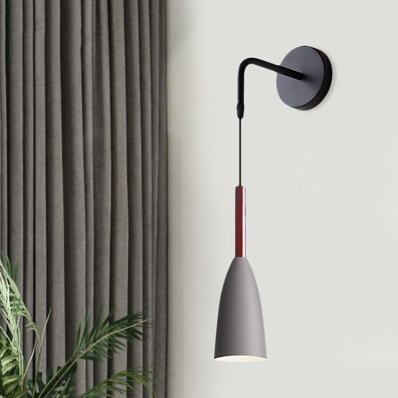 Lisslune | Bullet Shape Wall Mounted Pendant Lamp Modern Iron 1 Light Sconce Fixture in Black/White/Grey for Bedside