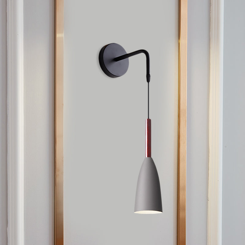 Lisslune | Bullet Shape Wall Mounted Pendant Lamp Modern Iron 1 Light Sconce Fixture in Black/White/Grey for Bedside