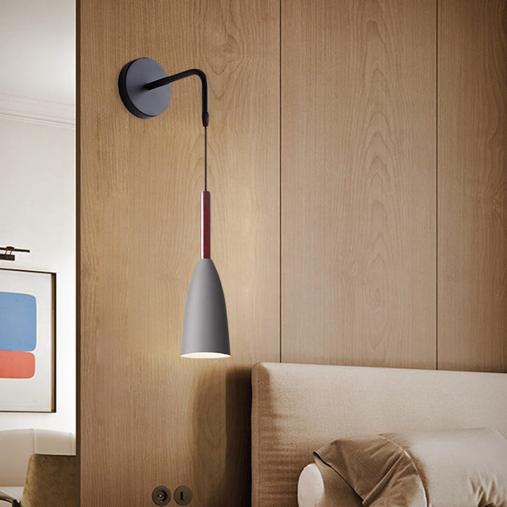 Lisslune | Bullet Shape Wall Mounted Pendant Lamp Modern Iron 1 Light Sconce Fixture in Black/White/Grey for Bedside