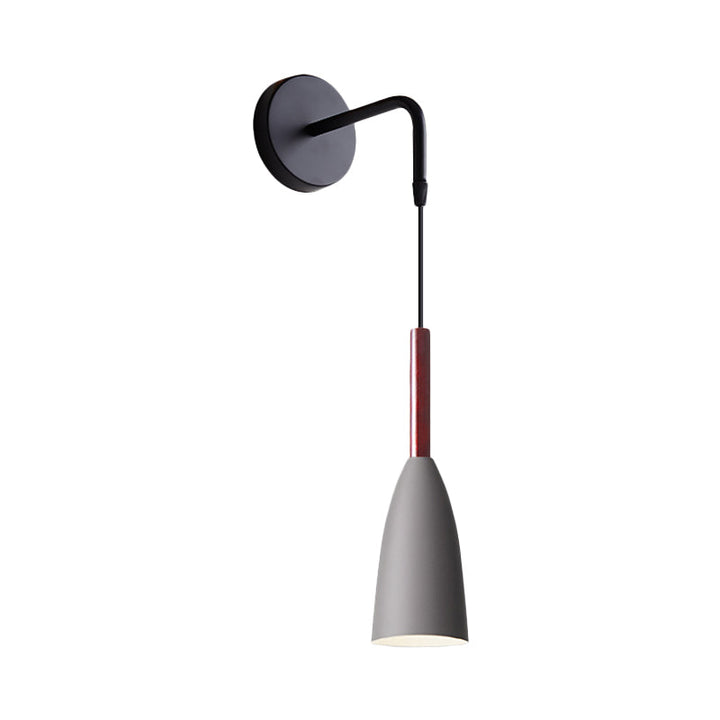 Lisslune | Bullet Shape Wall Mounted Pendant Lamp Modern Iron 1 Light Sconce Fixture in Black/White/Grey for Bedside