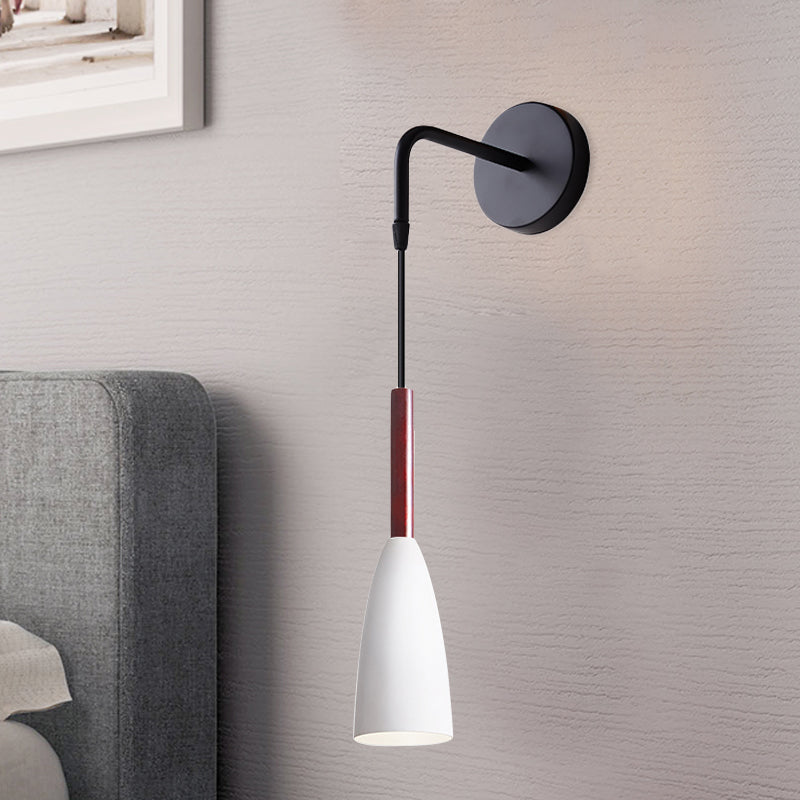 Lisslune | Bullet Shape Wall Mounted Pendant Lamp Modern Iron 1 Light Sconce Fixture in Black/White/Grey for Bedside
