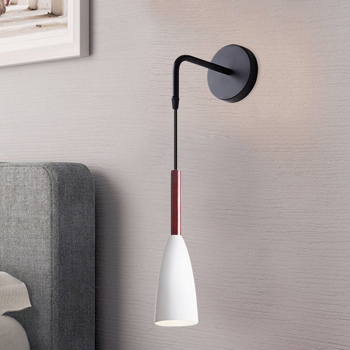 Lisslune | Bullet Shape Wall Mounted Pendant Lamp Modern Iron 1 Light Sconce Fixture in Black/White/Grey for Bedside