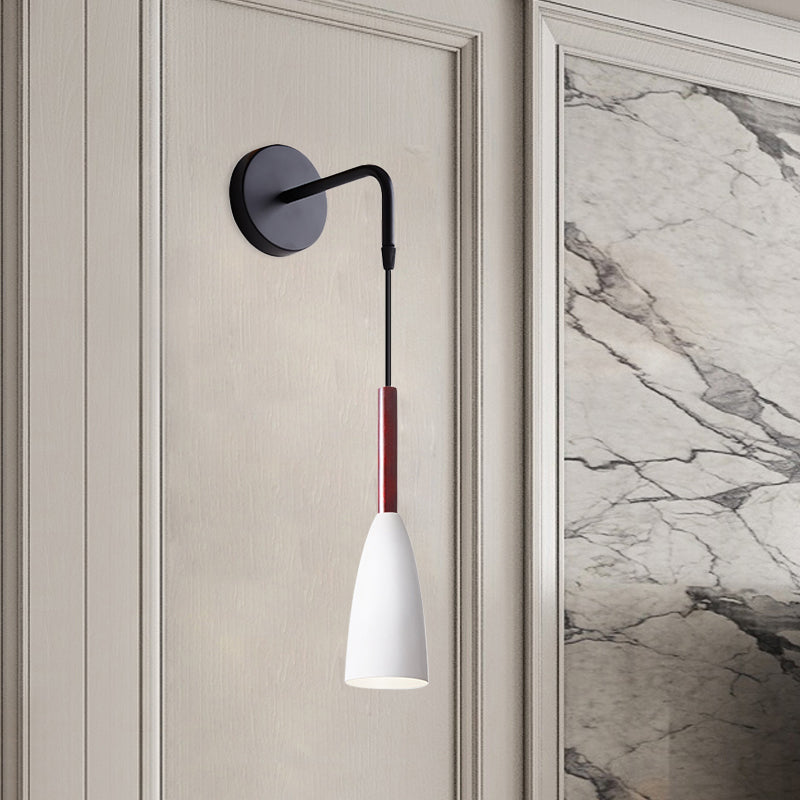 Lisslune | Bullet Shape Wall Mounted Pendant Lamp Modern Iron 1 Light Sconce Fixture in Black/White/Grey for Bedside