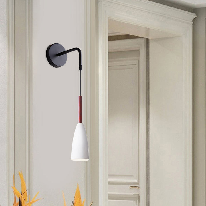 Lisslune | Bullet Shape Wall Mounted Pendant Lamp Modern Iron 1 Light Sconce Fixture in Black/White/Grey for Bedside