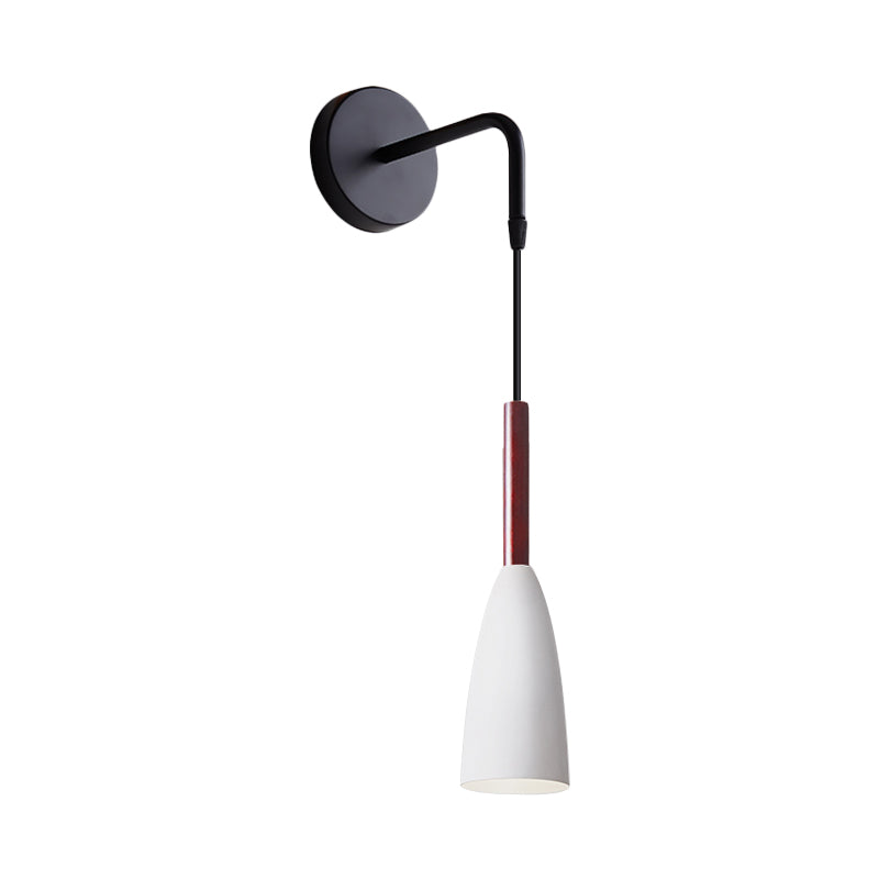 Lisslune | Bullet Shape Wall Mounted Pendant Lamp Modern Iron 1 Light Sconce Fixture in Black/White/Grey for Bedside