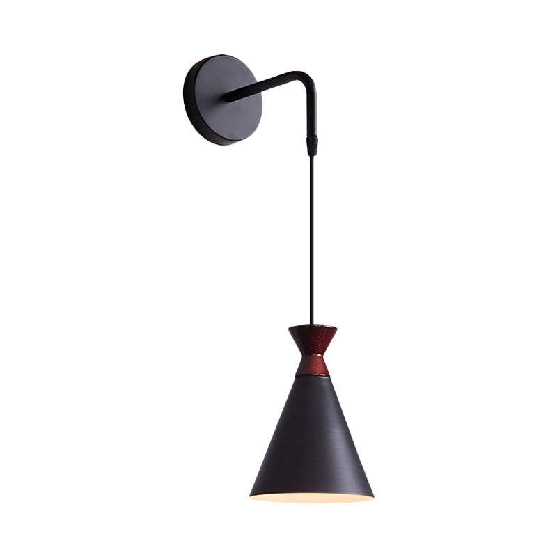 Lisslune | Iron conical wall lamp wall light Minimalism 1 head Black/Grey/White wall-mounted lamp with hanging cable