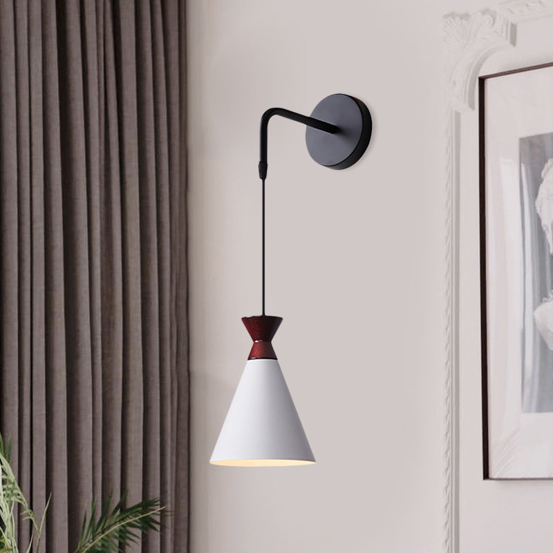 Lisslune | Iron conical wall lamp wall light Minimalism 1 head Black/Grey/White wall-mounted lamp with hanging cable
