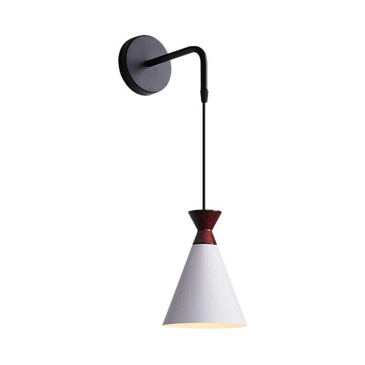 Lisslune | Iron conical wall lamp wall light Minimalism 1 head Black/Grey/White wall-mounted lamp with hanging cable