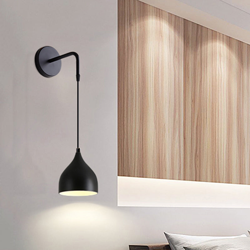 Skørter | White/Black Finish Urn-Shaped Wall-Mounted Light Modern 1 Light Iron Wall Hanging Lamp for Bedside