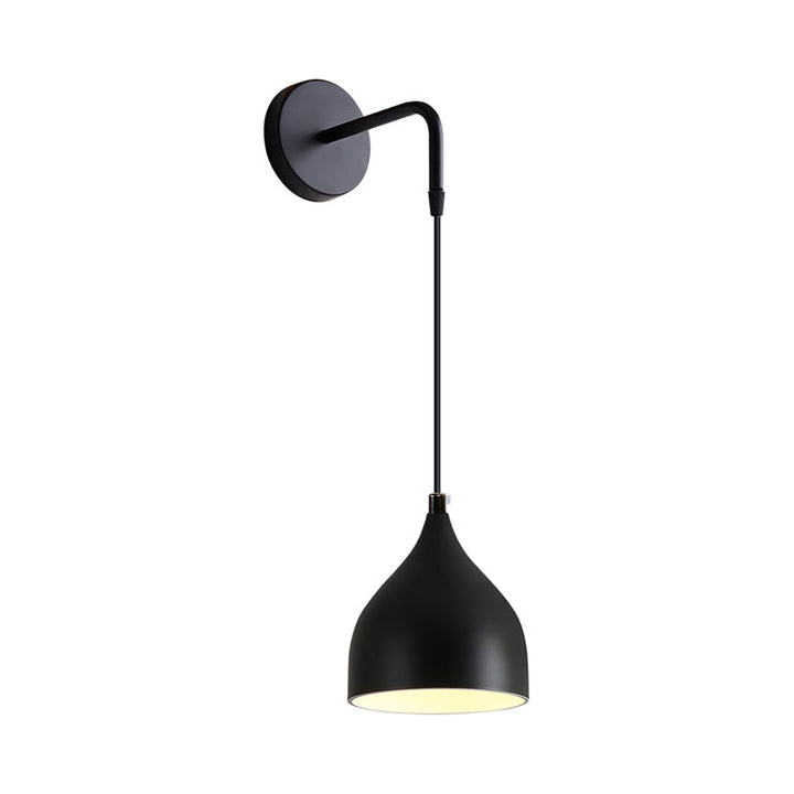 Skørter | White/Black Finish Urn-Shaped Wall-Mounted Light Modern 1 Light Iron Wall Hanging Lamp for Bedside
