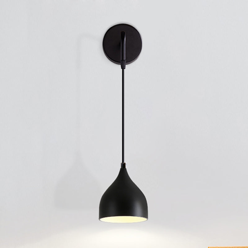 Skørter | White/Black Finish Urn-Shaped Wall-Mounted Light Modern 1 Light Iron Wall Hanging Lamp for Bedside