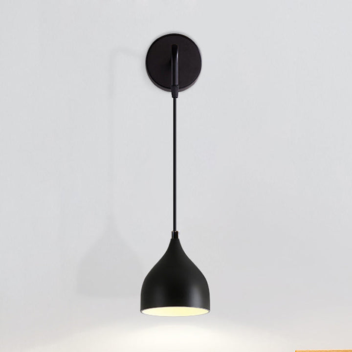 Skørter | White/Black Finish Urn-Shaped Wall-Mounted Light Modern 1 Light Iron Wall Hanging Lamp for Bedside
