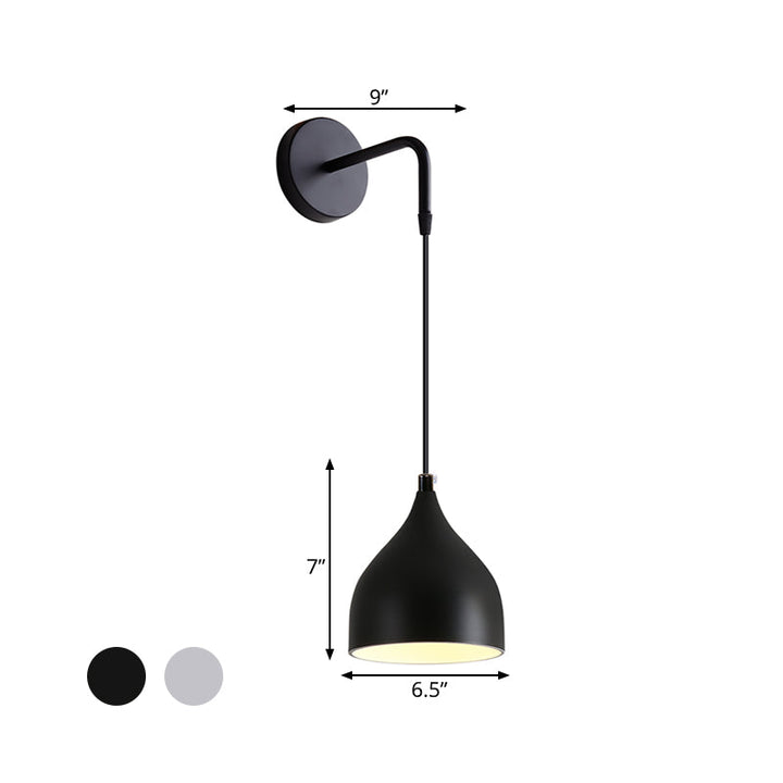 Skørter | White/Black Finish Urn-Shaped Wall-Mounted Light Modern 1 Light Iron Wall Hanging Lamp for Bedside