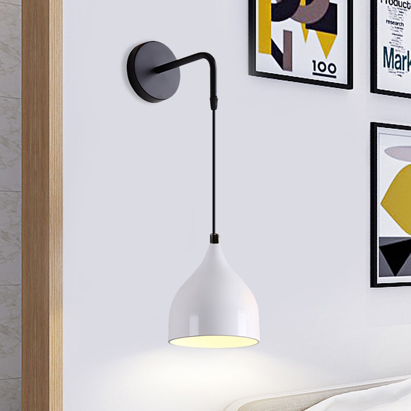 Skørter | White/Black Finish Urn-Shaped Wall-Mounted Light Modern 1 Light Iron Wall Hanging Lamp for Bedside
