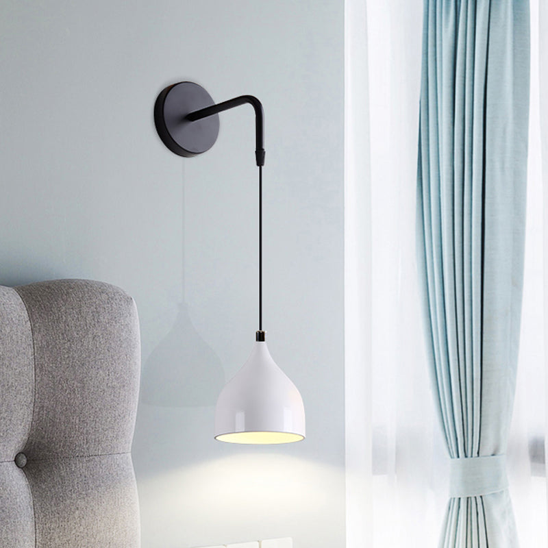 Skørter | White/Black Finish Urn-Shaped Wall-Mounted Light Modern 1 Light Iron Wall Hanging Lamp for Bedside