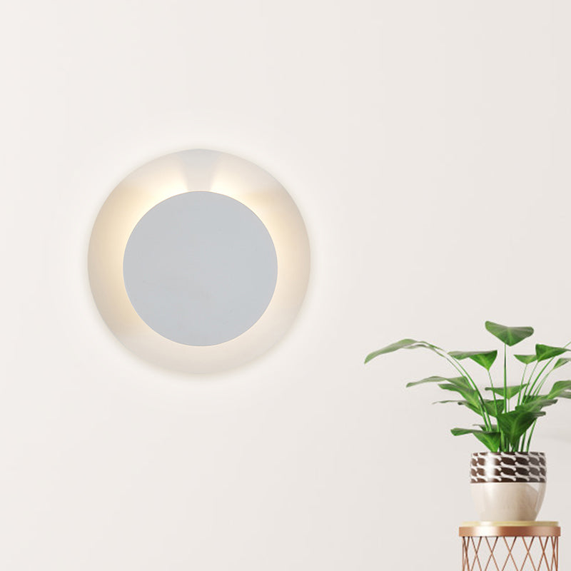 Lisslune | Metallic Disc Wall Sconces Lamp Minimalist LED White Wall Mounted Light Fixture with Adjustable Design